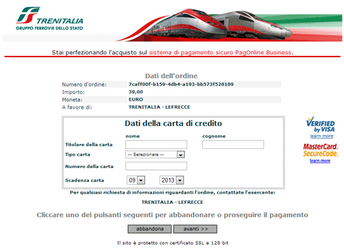 Acquisto biglietti frecciarossa