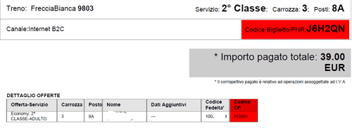 Freccia rossa prenotazioni