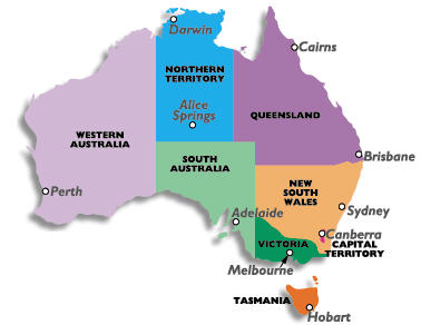 Mappa fusi orari Australia