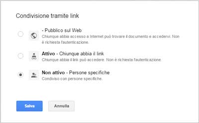 Condivisione tramite link