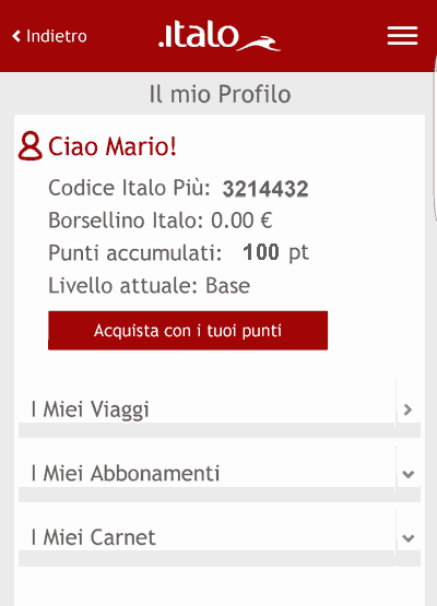 area clienti app italo