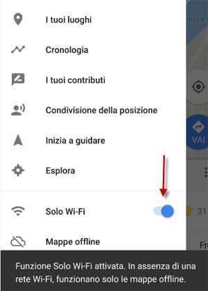 solo su rete Wi-fi