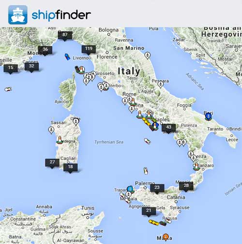 tutte le navi in circolazione in Italia