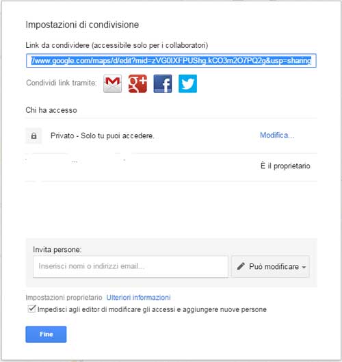 condivisione mappa