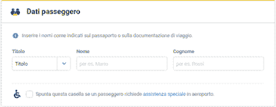 dati passeggero