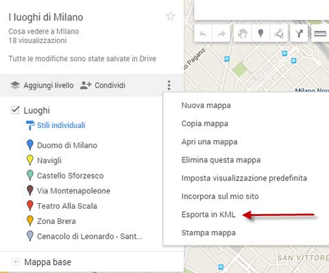 esporta mappa