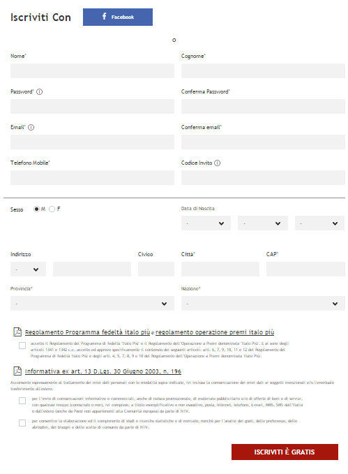 registrazione Italo