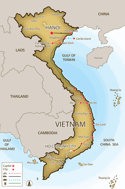 mappa da Hanoi a Ho Chi Minh