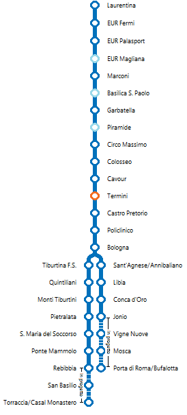 mappa metro Roma linea B