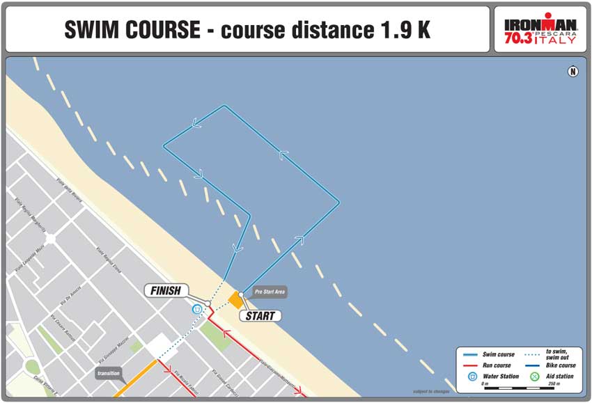 mappa percorso di nuoto Ironman 2015 Italia