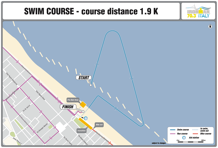 mappa percorso di nuoto Ironman 2013 Italia