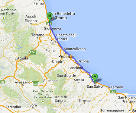 mappa pista ciclabile Abruzzo