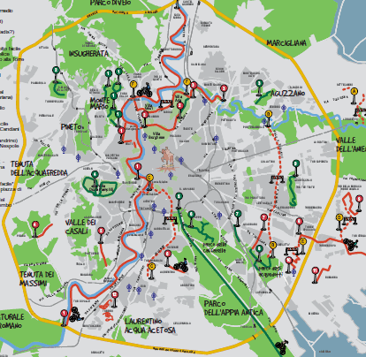 mappa piste ciclabili a Roma