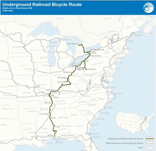 mappa Underground Railroad