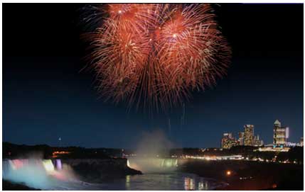 fuochi d'artificio sulle cascate niagara