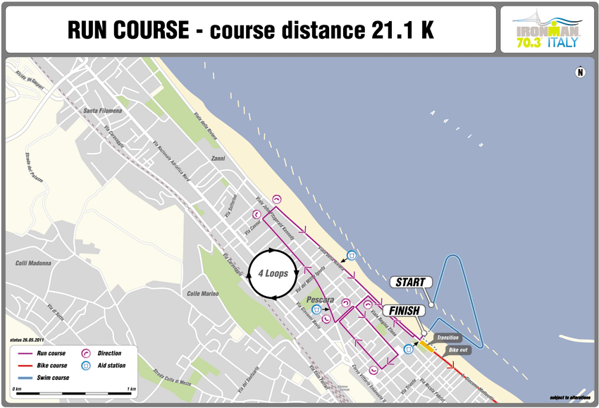 mappa percorso di corsa Ironman 2013 Italia