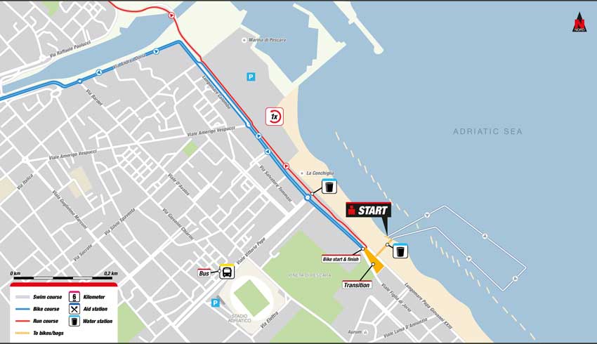 mappa percorso di nuoto Ironman 2016 Italia