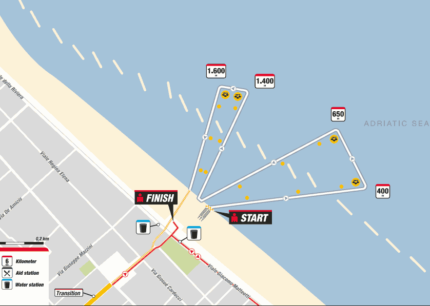 mappa percorso di nuoto Ironman 2017 Italia