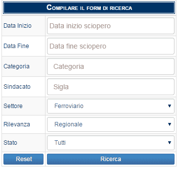 ricerca scioperi regionali