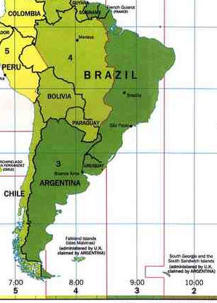 Mappa fusi orari Brasile