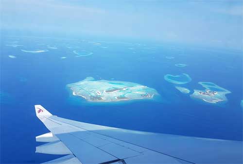 foto in volo sulle isole Maldive